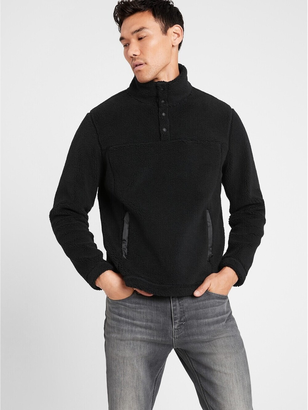 Banana Republic Mens Sherpa Stand-Collar Sweatshirt Size XL